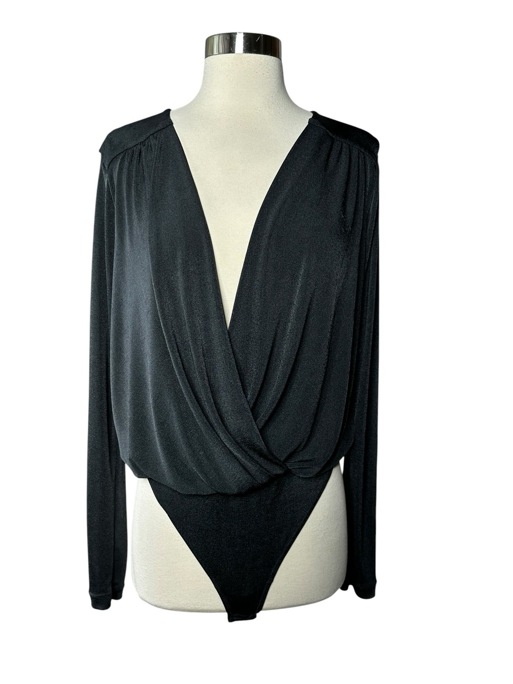Free People Intimately Black Plunge Bodysuit M